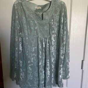 Indigo Soul Blue Embroidered Blouse